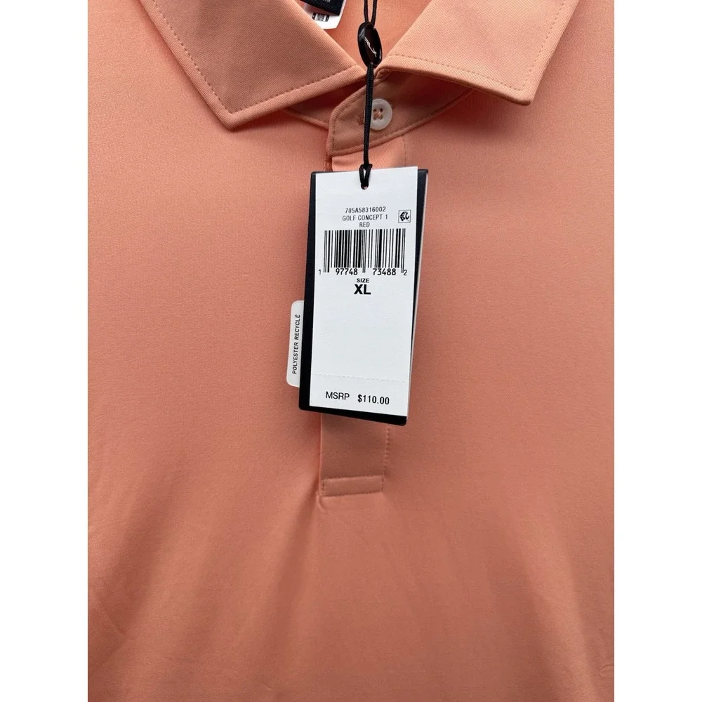 RLX Ralph Lauren Gold Concept 1 Red Mens XL Solid Golf Shirt Lightweight